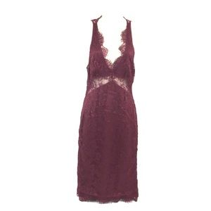 D&G plum lace deep back V cut dress